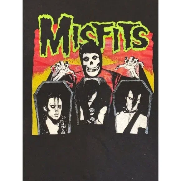VINTAGE 1980s THE MISFITS EVILIVE CRIMSON GHOST BLACK TSHIRT Large SINGLE STITCH - Picture 2 of 8